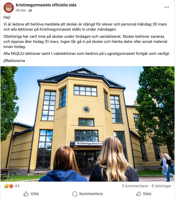 Skolan st&auml;ngs