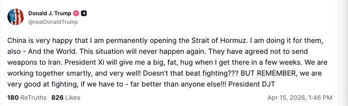 Trumps v&auml;ndning om Hormuzsundet