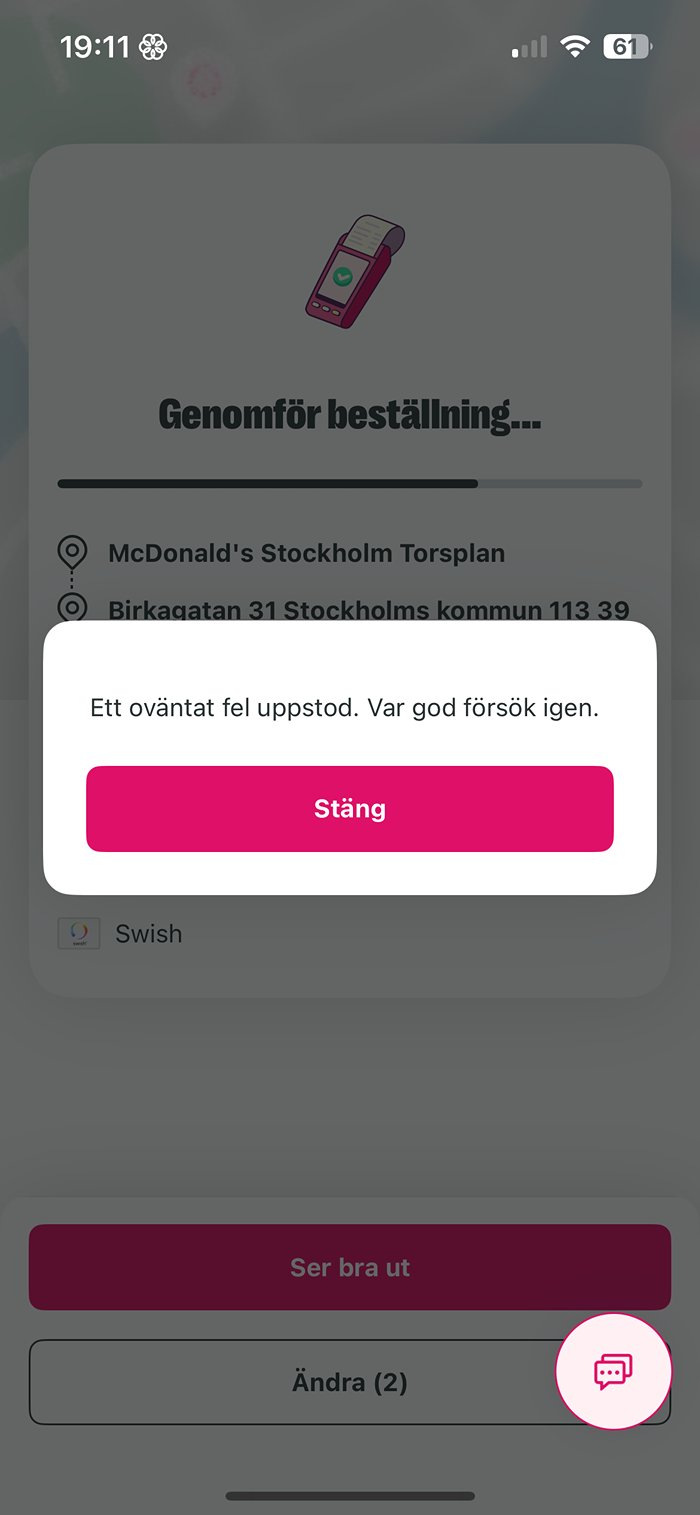 Teknikstrul hos Foodora
